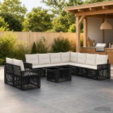 Cumpara ieftin Set de canapele pentru gradina 10 buc. Negru si Alb crem