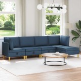 vidaXL Set de mobilier pentru living cu pernă 5 pcs albastru Țesătură 3413716