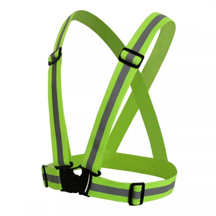 Ham reflectorizant reglabil, material elastic, banda 4cm, verde, unisex, universal