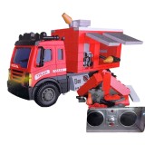Camion pompieri cu telecomanda si blocuri de construit JIQU RC Fire Truck lumini si control radio