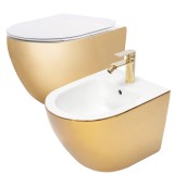 Set vas WC CARLO Flat + Bideu CARLO MINI GOLD/WHITE, REA