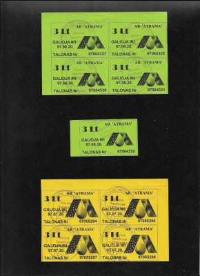 Lithuania set vouchere 9 x 3 litas anii 90 foto