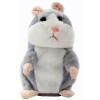 Jucarie interactiva de plus hamster vorbitor FOXMAG24&reg;, redare sunete, imita vocea, gri, 15 cm