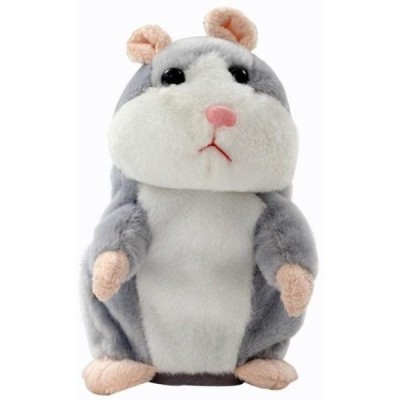 Jucarie interactiva de plus hamster vorbitor FOXMAG24&amp;reg;, redare sunete, imita vocea, gri, 15 cm foto