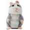 Jucarie interactiva de plus hamster vorbitor FOXMAG24&reg;, redare sunete, imita vocea, gri, 15 cm