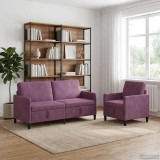 Cumpara ieftin Set de canapea cu spatiu de depozitare 2 buc. Violet Poliester