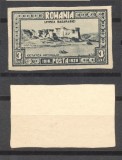 ROMANIA 1928 eseu rar Unirea Basarabiei 3 lei negru nedantelat pe hartie groasa negumata (Schwartzdruck)