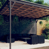 VidaXL Set mobilier de grădină cu perne, 10 piese, negru, poliratan