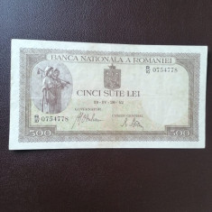 Romania, bancnota 500 lei 1942, filigran BNR vertical, circulata