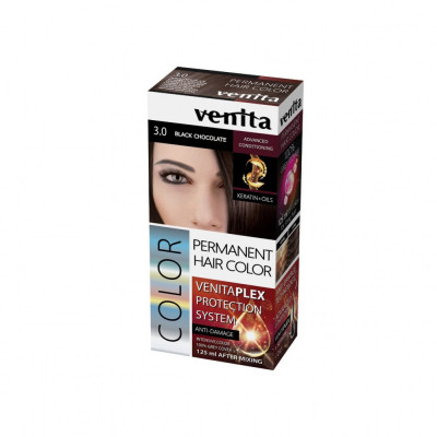 Vopsea de par permanenta, Venita Plex, 125 ml, Nr 3.0, Negru Ciocolatiu, 125ml foto