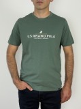 U.S. Grand POLO Tricou barbati cu imprimeu text, Regular fit, Verde inchis, L