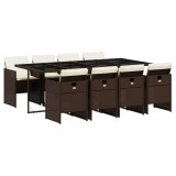 Cumpara ieftin Set mobilier de gradina cu perne, 9 piese, maro, poliratan