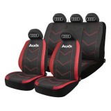 Set Huse Scaune Universale HLX6 Compatibile cu Audi &ndash; Negru/Rosu