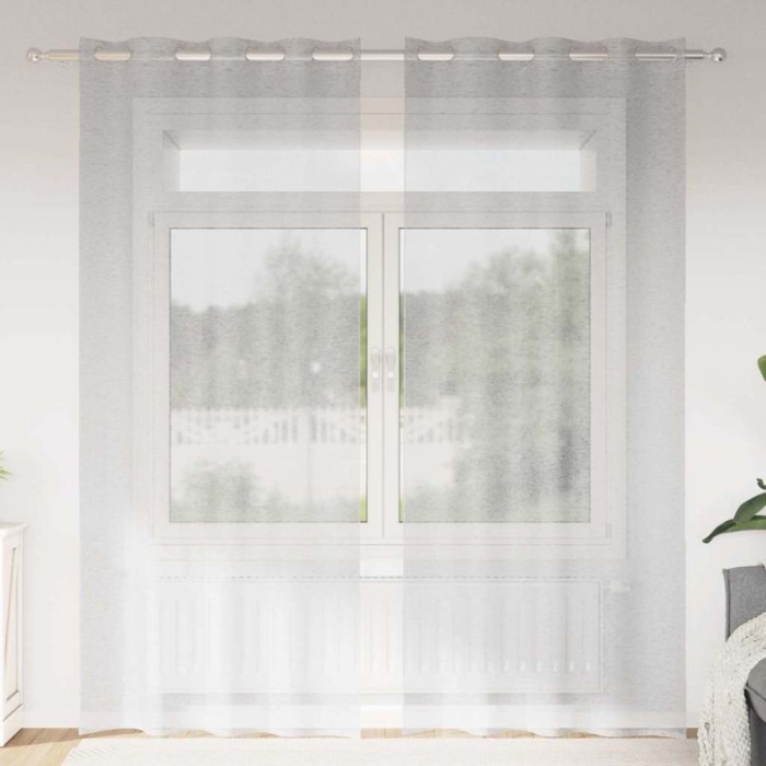 Perdele cu perdele 2 pcs Gri deschis 140 x 245 cm Poliester