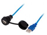 Cablu-adaptor USB A soclu-mufă USB 2.0 IP67 0,5m