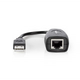 Cablu extensie USB 1.1 activ A tata - RJ45 mama Nedis, 0.2m, pana la 50m, negru, Nedis