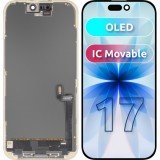 Cumpara ieftin Display cu Touchscreen MP compatibil cu Apple iPhone 17, cu Rama, Versiune OLED FHD IC Movable, Negru