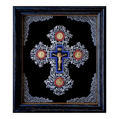 Cruce ortodoxa, Crucifix in rama, dim 33cm x 38cm, cod K-06 foto