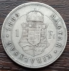 (A699) MONEDA DIN ARGINT UNGARIA - 1 FORINT 1883 KB, FRANZ JOSEPH, MAI RARA