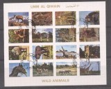 Umm al Qiwain 1973 Wild animals, imperf. mini block, used T.367, Stampilat