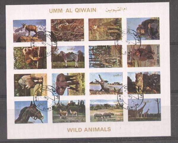 Umm al Qiwain 1973 Wild animals, imperf. mini block, used T.367