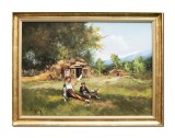 Cumpara ieftin Tablou Tarancuta cu fuior pictat manual inramat, 80x60cm ulei pe panza rama din lemn, Geo Ungureanu
