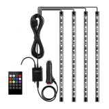 Set 4 benzi LED auto, RGB, telecomanda, 18 LED/banda