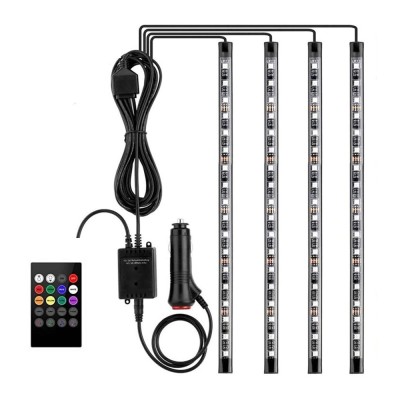Set 4 benzi LED auto, RGB, telecomanda, 18 LED/banda foto