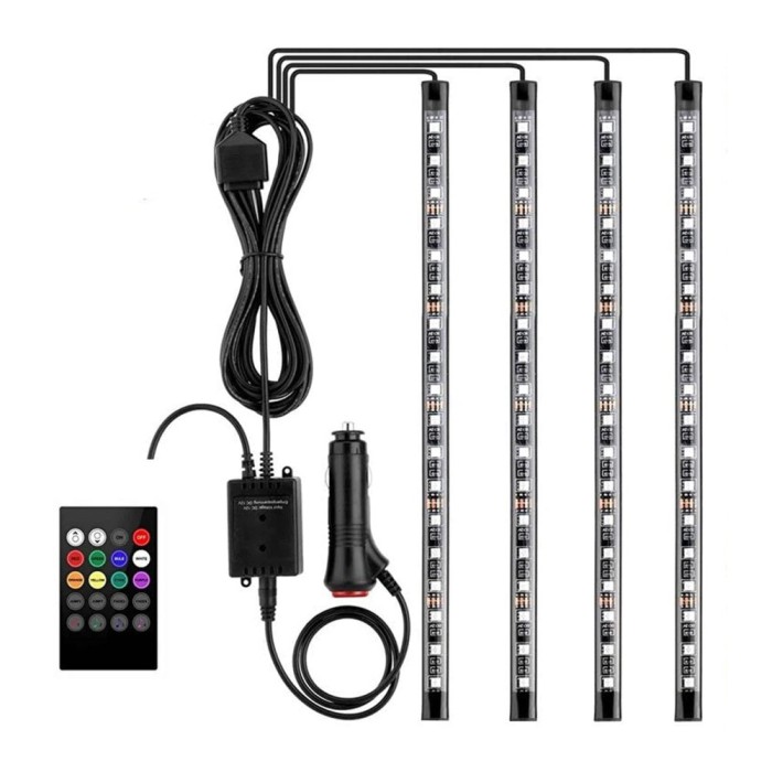 Set 4 benzi LED auto, RGB, telecomanda, 18 LED/banda