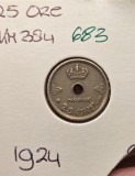 683 Norway Norvegia, 25 Ore 1924 25 &Oslash;re - Haakon VII, KM#384