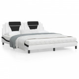 VidaXL Cadru de pat cu tăblie alb și negru 180x200cm piele artificială