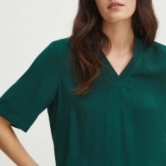 Medicine bluza femei, culoarea verde, neted