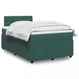 Cumpara ieftin Gossi pat box spring cu saltea, verde inchis, 120x200 cm, catifea