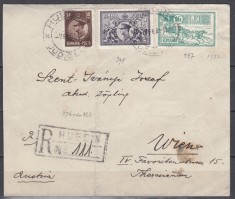 ROMANIA 1930/1931/1932 LP 86 LP 91 LP 103 REGELE CAROL II PALATUL P.T.T./PLIC RECOMANDAT HUEDIN - VIENA