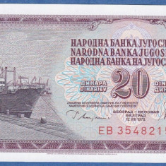 IUGOSLAVIA █ bancnota █ 20 Dinara █ 1978 █ P-88a █ UNC █