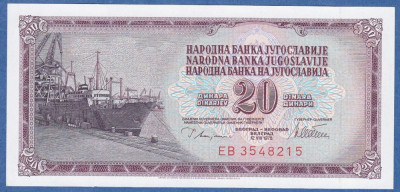 IUGOSLAVIA █ bancnota █ 20 Dinara █ 1978 █ P-88a █ UNC █ foto