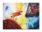 Cumpara ieftin Tablou abstract pictat manual, Explozie de culoare, 120x90cm ulei pe panza, Spectaculos, gata de expus pe perete