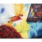 Tablou abstract pictat manual, Explozie de culoare, 120x90cm ulei pe panza