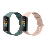 Set 2 Curele Kwmobile pentru Fitbit Charge 6/Charge 5, Verde/Roz, Silicon, KWM0000254H003C