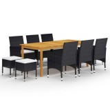 vidaXL Set mobilier de grădină, 11 piese, negru 3067871