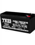 Acumulator 12V, TED Electric, Stationar VRLA, Dimensiuni 97 x 47 x 50 mm, Baterie 12V 1.6Ah F1, Oem