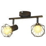 Aplice perete cadru s&acirc;rmă, stil industrial, negru, 2 becuri LED, vidaXL
