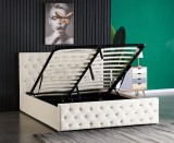 Pat Bravo 160x200 cm Lada Depozitare Tapitat Crem Somiera Inclusa