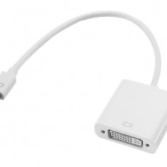 Adaptor mini DVI tata la DVI-I Mama, Active, FHD, 10cm, compatibil Apple iMac Macbook Pro, cablu convertor miniDVI la dvi analog 24+4 pini