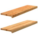 vidaXL Pervaz 2 buc lemn masiv de maro deschis 90x25x2 cm