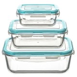 Set 3 recipiente etanse din sticla borosilicata 5Five Clipeat, 330-1730 ml