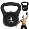 Kettlebell 4 kg Negru Homelux pentru Antrenament Forta, Plastic Ciment, Maner Ergonomic, Fund Plat