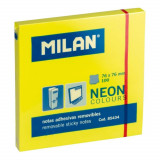 Cumpara ieftin Set 10 Notite Adezive MILAN, 76x76 mm, 100 File, Galben Neon, Bloc Notes, Post-it, Sticky Notes, Bloc de Hartie, Memo Adeziv, Set Notite Adezive, Post