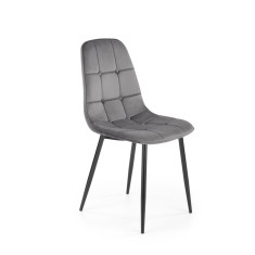 Scaun cu design modern Aria, matlasat cu catifea, baza otel, inaltime 87 cm, gri