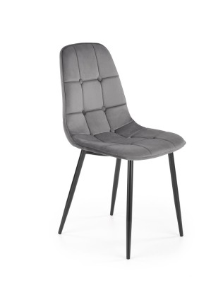 Scaun cu design modern Aria, matlasat cu catifea, baza otel, inaltime 87 cm, gri foto